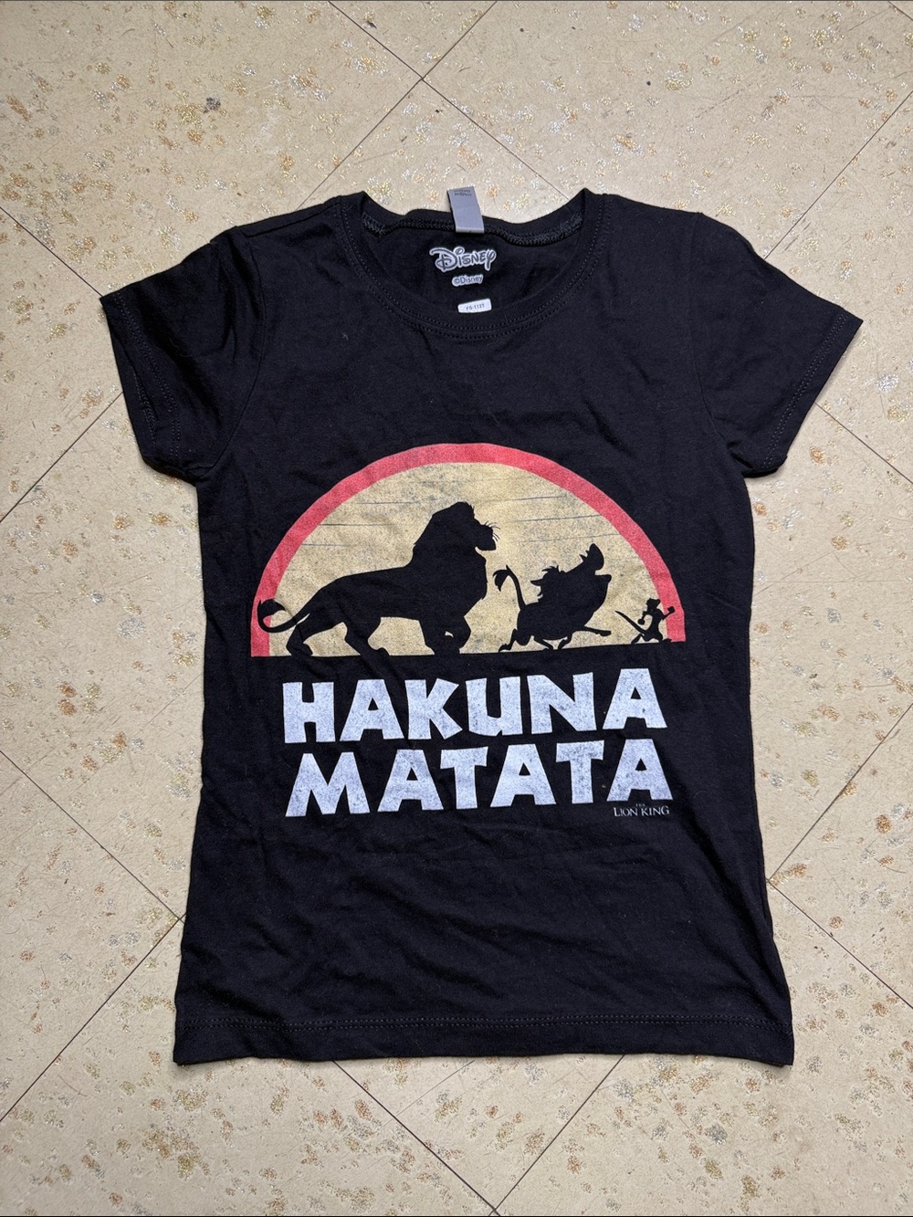 Disney Black Tee with Hakuna Matata Silhouette and Sunset Accent